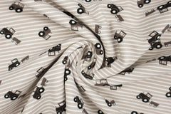 Reststück: 1,00m - French Terry angeraut streifen Trecker beige