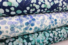 French Terry angeraut Eukalyptus SH - dunkelblau