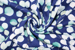 French Terry angeraut Eukalyptus SH - dunkelblau