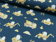 Baumwolljersey Digital Baufahrzeuge