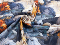 Baumwoll Popeline Digital Pferde