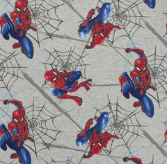 Reststück: 1,20m French Terry Lizenz - Marvel  - Spiderman hellgrau meliert