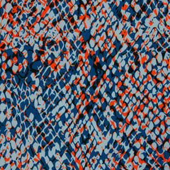 Reststück: 1,60m - Viskose Webware Shiny Scales orange blau Thorsten Berger