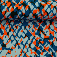 Reststück: 1,60m - Viskose Webware Shiny Scales orange blau Thorsten Berger