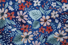 Reststück: 1,30m -Sweatshirtstoff Fiodora Flower blau