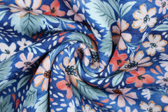 Reststück: 1,30m -Sweatshirtstoff Fiodora Flower blau