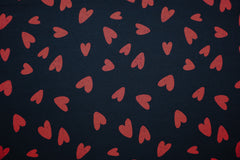 Reststück: 1,00m - Sweatshirt Stoff Big Hearts schwarz rot