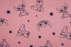 Reststück: 1,00m - Sweatshirt Stoff Ohana Stars himbeer