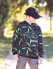 Sweatshirtstoff Digital Neon Peak