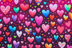 Sweatshirtstoff Digital Bunte Herzen