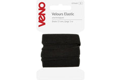 Velours Elastic VENO 15 mm, 1 m, schwarz