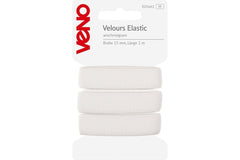 Velours Elastic VENO 15 mm, 1 m, weiß