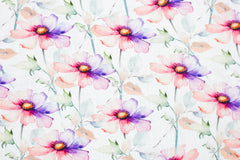 Viskose Leinen Digital Watercolor Flower