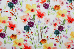 Viskose Leinen Digital Watercolor Flower