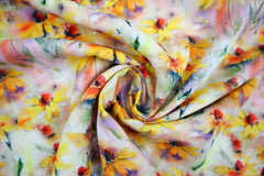 Reststück: 1,40m - Viskosestoff SH Blüten Aquarell gelb