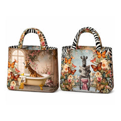 Canvas Taschenpanel Wendetasche by Stenzo - Zebra & Giraffe im Bad