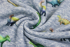 Reststück: 1,50 m  Alpenfleece Dino Club blau meliert