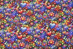 Alpenfleece Digital Funky Flowers & Hearts