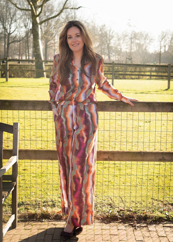 Baumwoll Satin Digital Stripes Jumpsuit by Poppy bei Der Buntspecht