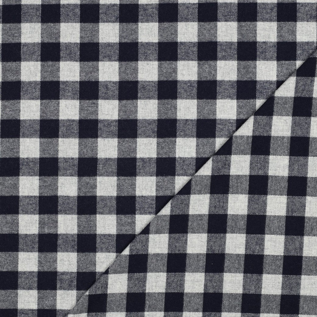 Baumwollflanell mit grauen und blauen Karos vom Buntspecht Shop