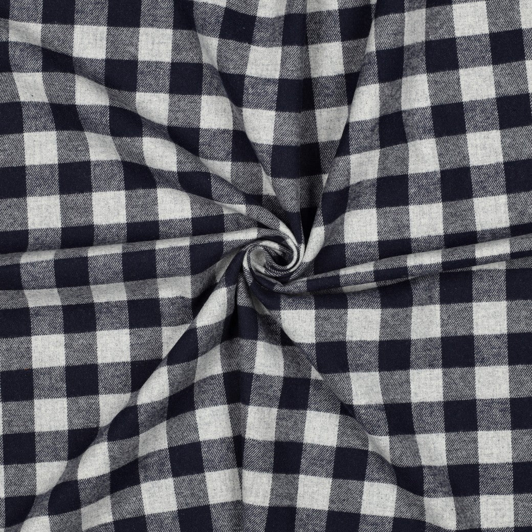 Baumwollflanell mit grauen und blauen Karos vom Buntspecht Shop