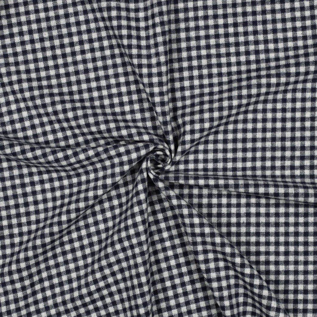 Baumwollflanell mit grauen und blauen Karos vom Buntspecht Shop