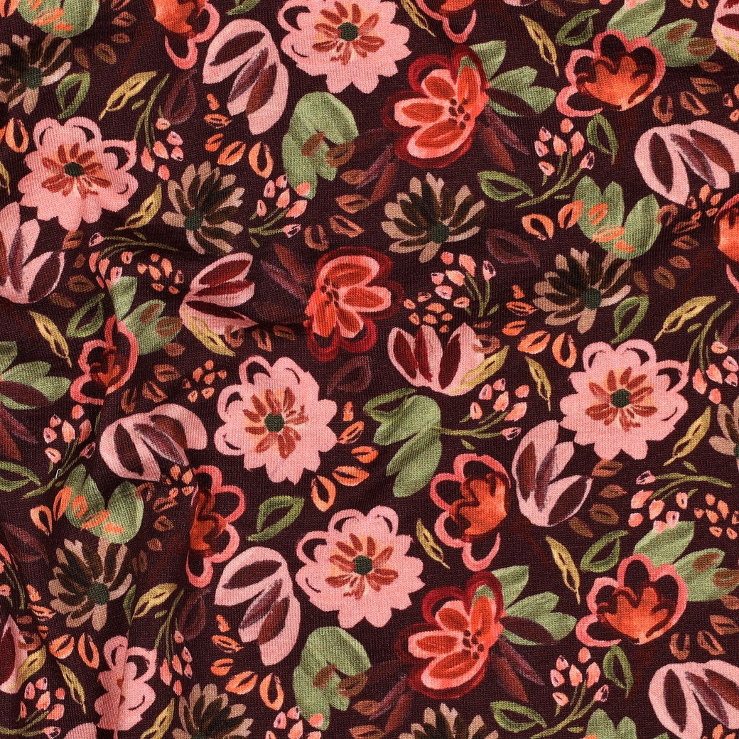 Baumwolljersey digital Flowers Autumn by Poppy bei der Buntspecht