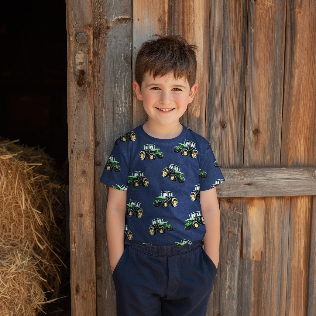 Baumwolljersey Digital Tractors by Poppy T-Shirt bei Der Buntspecht Shop