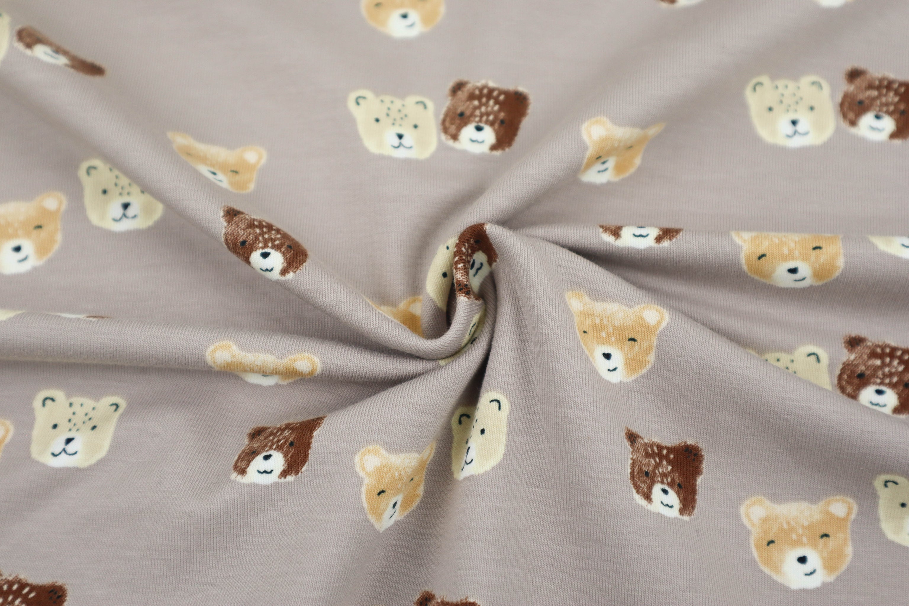 Baumwolljersey drei Bärchen in beige bei Der Buntspecht