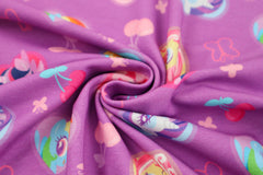Reststück: 1,35m Baumwolljersey Lizenz -My Little Pony - dunkelaltrosa - buntes Herzmuster  & Kirschen
