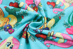 Reststück: 1,35m Baumwolljersey Lizenz -my little Pony - dunkelmint - Kakteen & Ponys