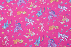 Reststück: 1,30m Baumwolljersey Lizenz -my little Pony - Pink Grundig - bunte Motive