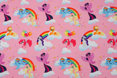 Reststück: 1,00m Baumwolljersey Lizenz -My Little Pony - Rosa Grundig - Wolken & Regenbogenland