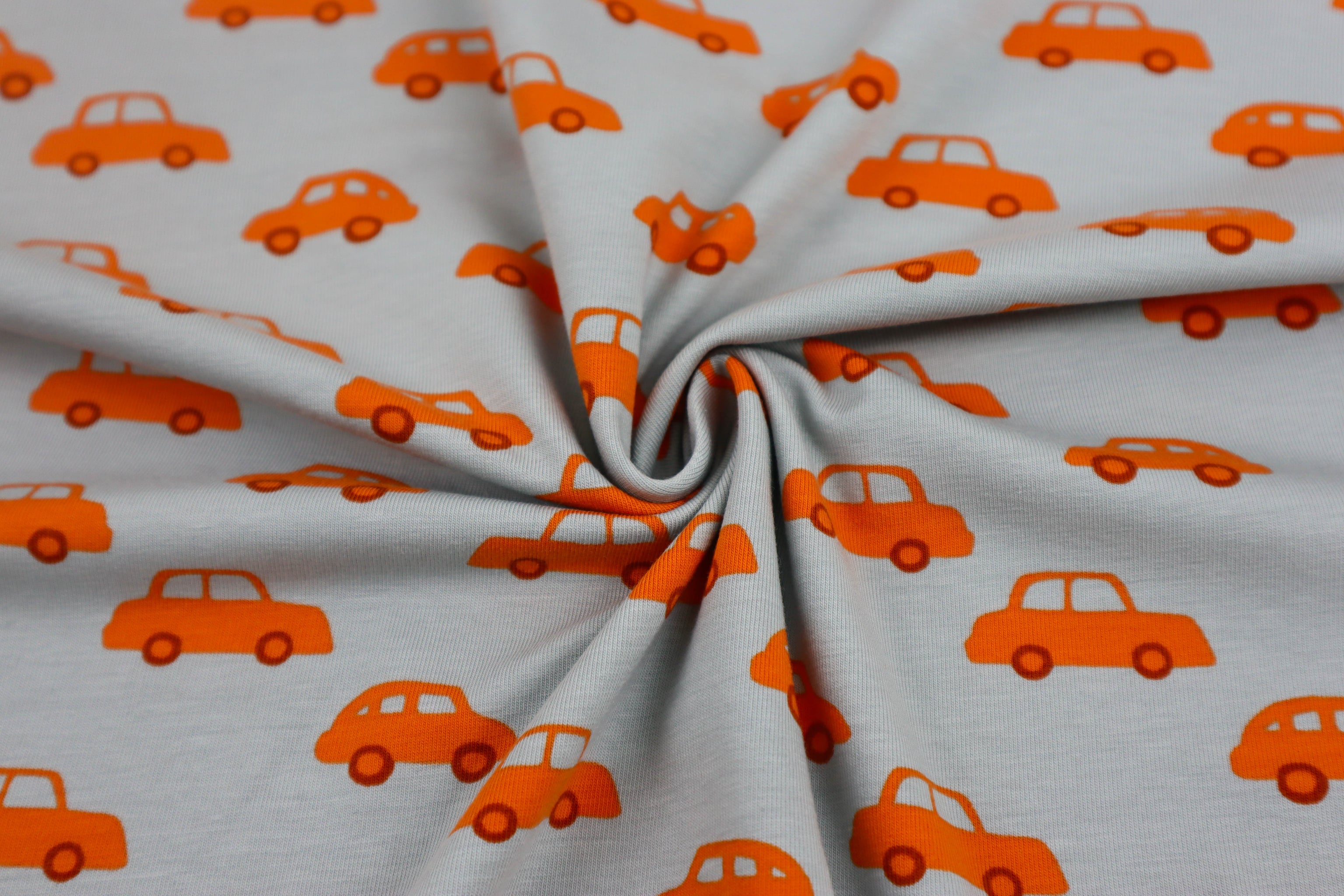 Baumwolljersey Orange Cars bei Der Buntspecht