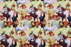 Reststück: 1,00m Baumwolljersey Digital Lizenz Astrid Lindgren- Pippi Langstrumpf - gestreift