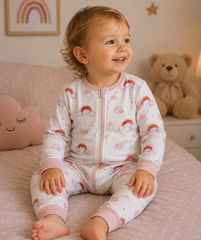 Baumwolljersey Strampler Sparkling Rainbow bei Der Buntspecht
