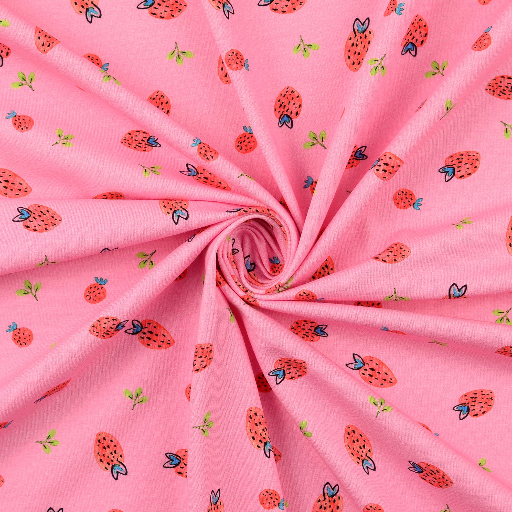 Baumwolljersey Strawberry in rosa bei Der Buntspecht