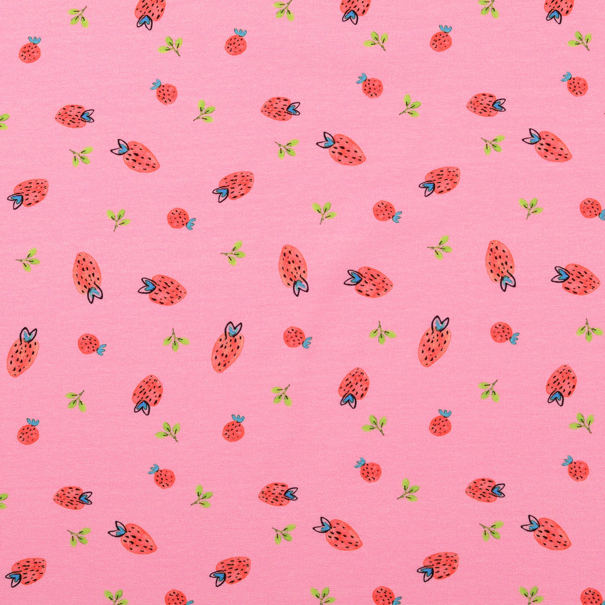 Baumwolljersey Strawberry in rosa bei Der Buntspecht