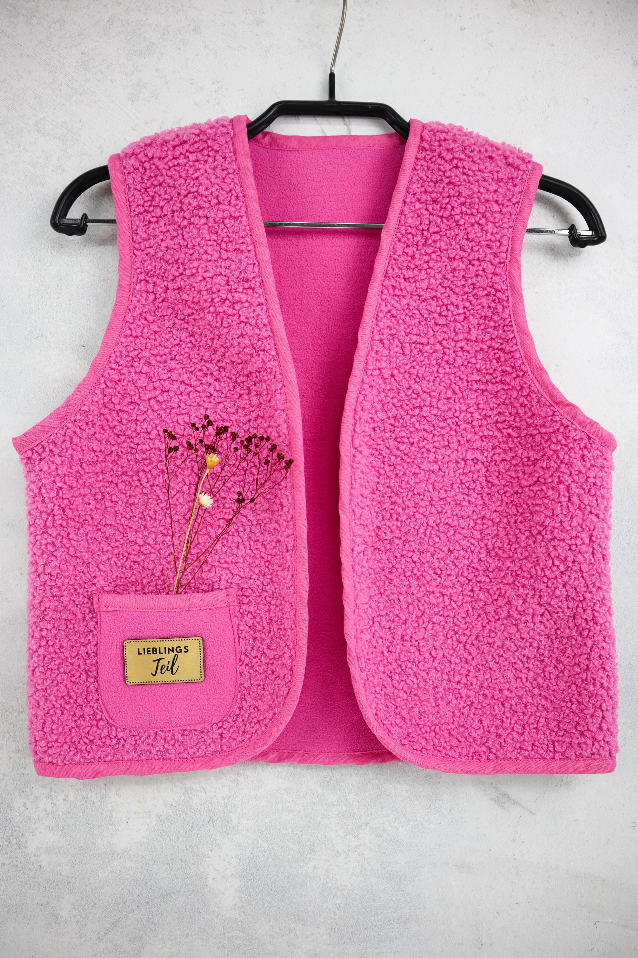 Doubleface Teddy Fleece Mira Kinderwerste in pink bei Der Buntspecht