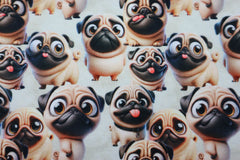 French Terry Digital angeraut Funny Mops
