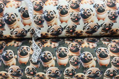 French Terry Digital angeraut Funny Mops