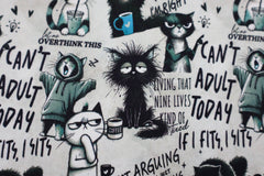 French Terry Digital angeraut Grumpy Cat