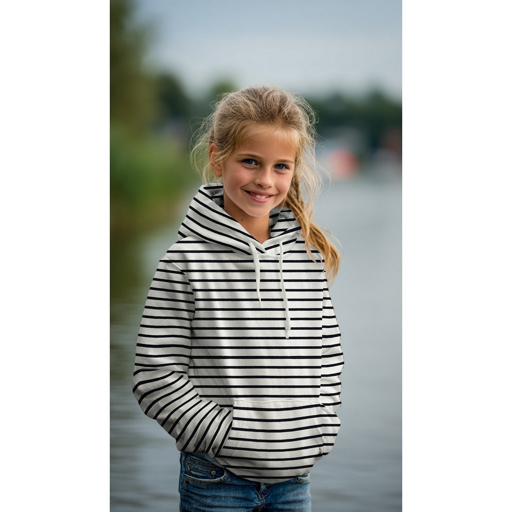 French Terry Basic Streifen in dunkelblau und weiß vom Buntspecht Shop