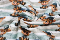 French Terry Digital Little Galloway On Stripes