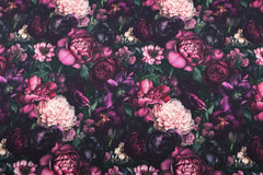 French Terry Digital Dunkle Blumenwiese