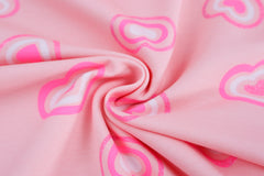 French Terry Pink Glitter Hearts
