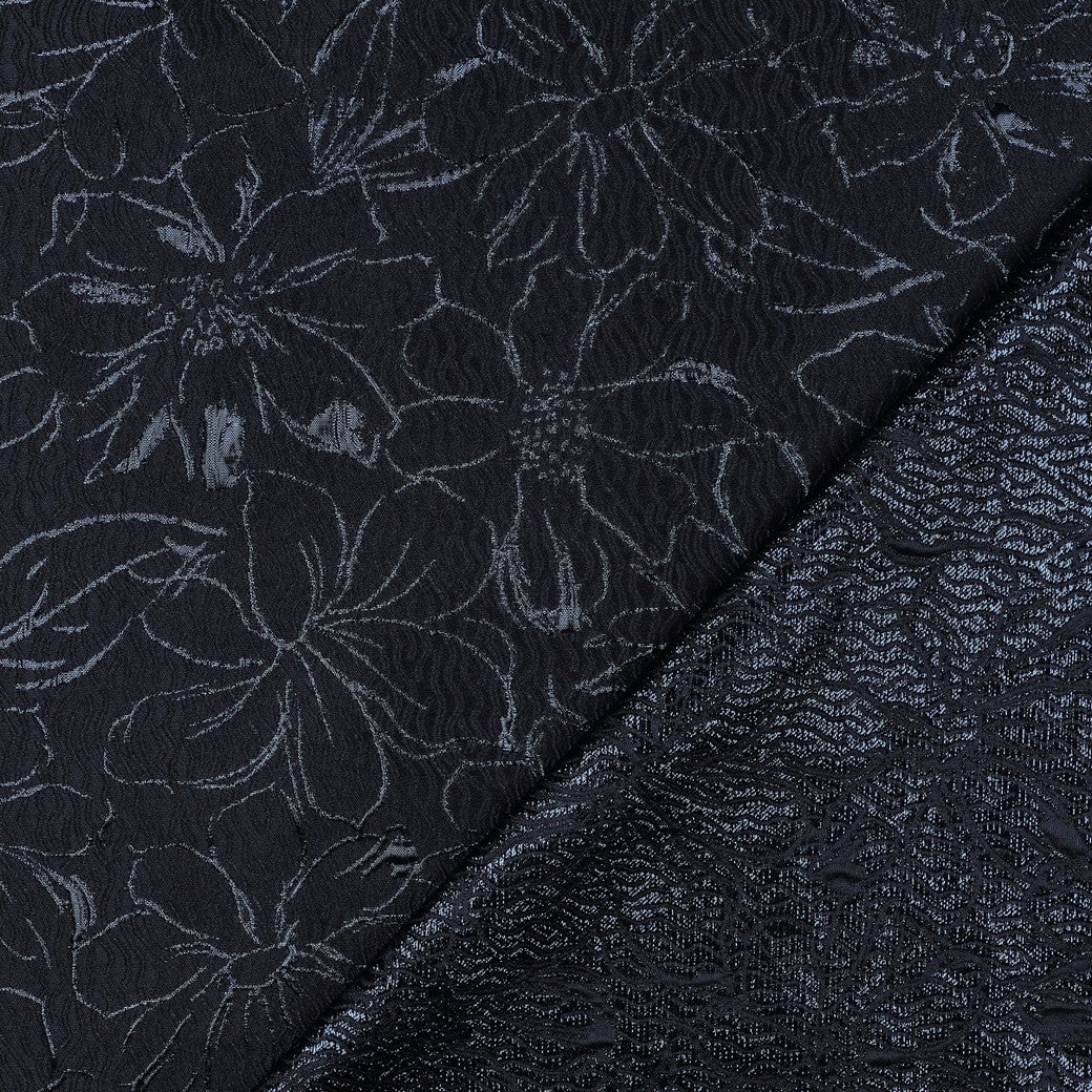 Strukturierter Jacquard Stoff mit glänzenden Blumen in 2 Farben vom Buntspecht Shop