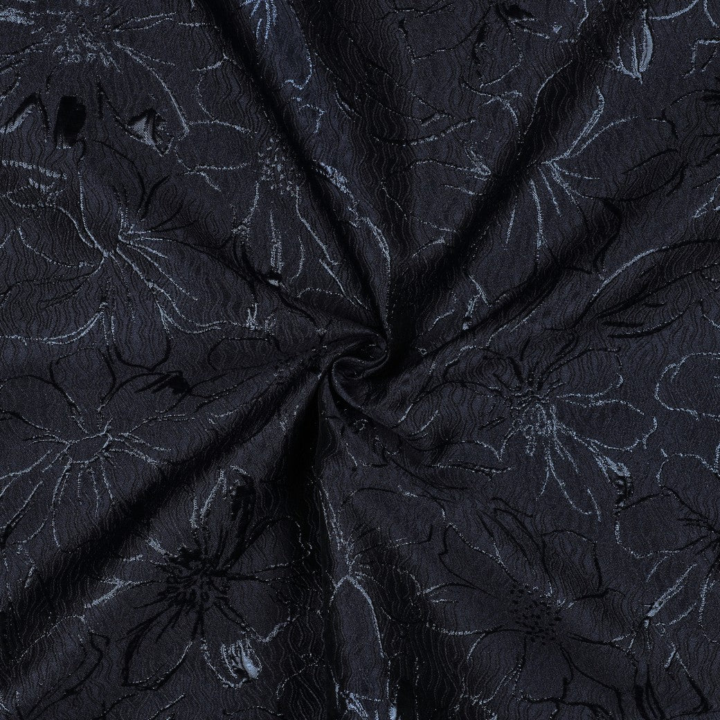 Strukturierter Jacquard Stoff mit glänzenden Blumen in 2 Farben vom Buntspecht Shop