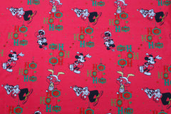 Reststück: 2,00m French Terry Weihnachten - Disney Family - rot Ho Ho Ho -