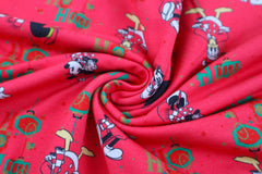 Reststück: 2,00m French Terry Weihnachten - Disney Family - rot Ho Ho Ho -
